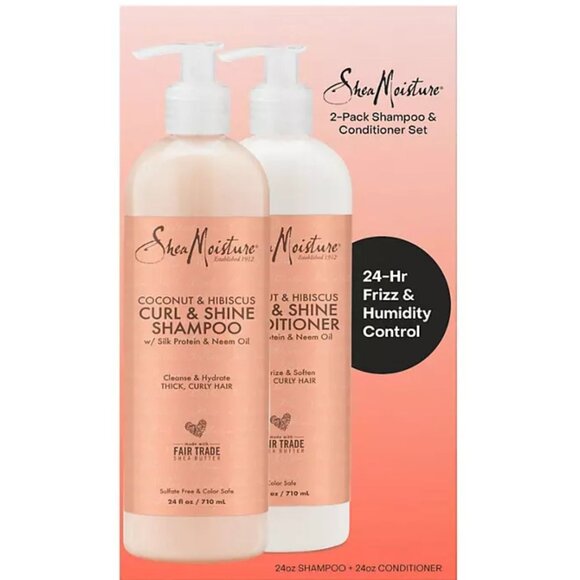 Shea Moisture Coconut & Hibiscus Shampoo & Conditioner, 24 floz., 2pk Sealed Box - Picture 2 of 9